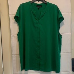 Elloquii Kelly Notch Collar Vibrant Green Blouse Plus 24 Classic Business Casual